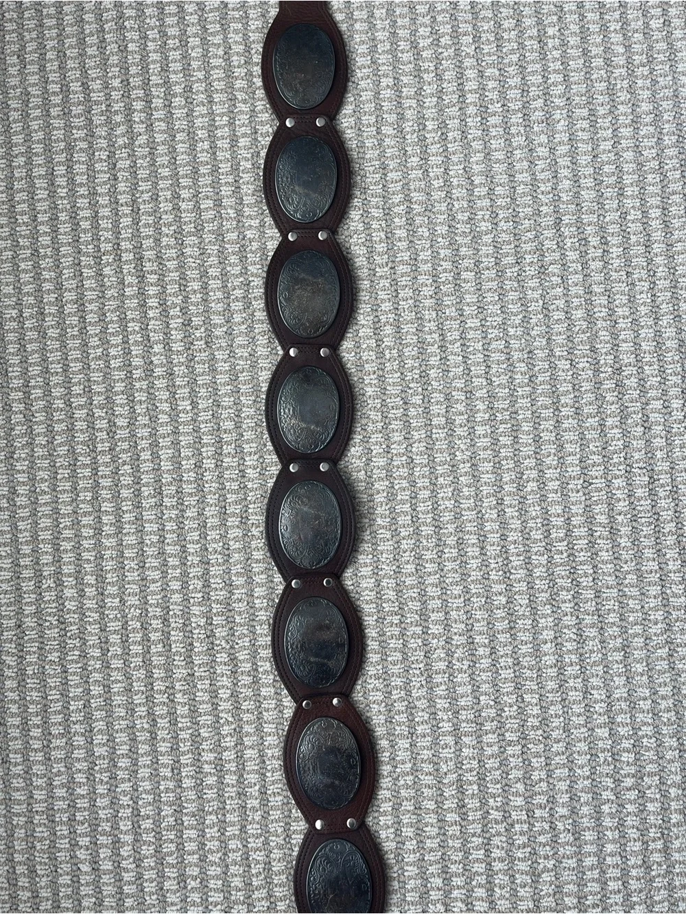 Vintage Sandy Duftler Designs Brown Leather Statement Belt
